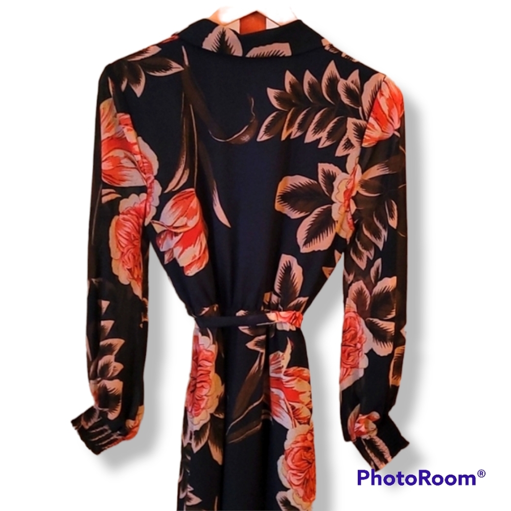 Atelier Blue Button Down Dark Floral Dress - Picture 8 of 11